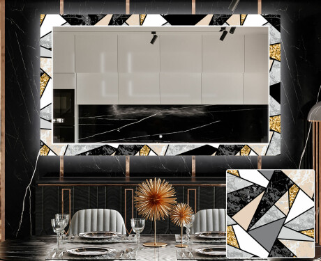Dekorativer Spiegel mit LED-Beleuchtung für das Esszimmer - Marble Pattern