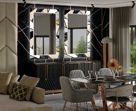 Dekorativer Spiegel mit LED-Beleuchtung für das Esszimmer - Marble Pattern #2
