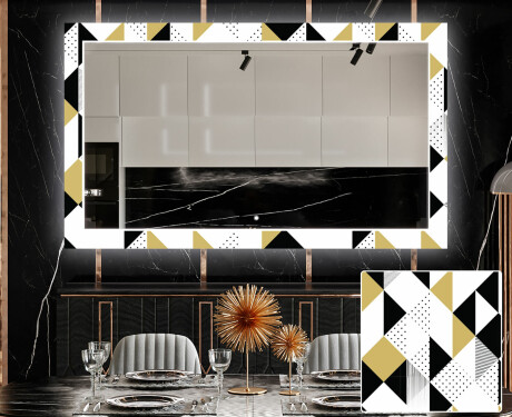 Dekorativer Spiegel mit LED-Beleuchtung für das Esszimmer - Geometric Patterns