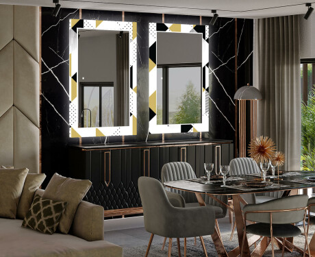 Dekorativer Spiegel mit LED-Beleuchtung für das Esszimmer - Geometric Patterns #2