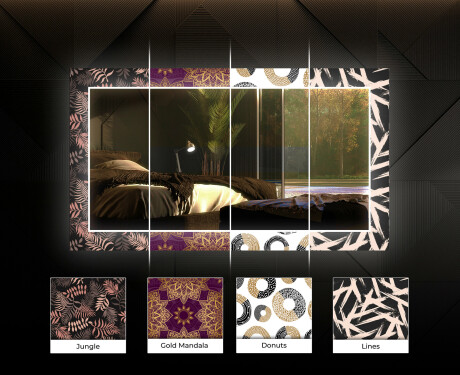 Dekorativer Spiegel mit LED-Beleuchtung für das Esszimmer - Geometric Patterns #6