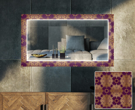 Dekorativer Spiegel mit LED-Beleuchtung für das Wohnzimmer - Gold Mandala