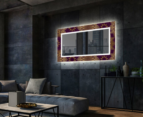 Dekorativer Spiegel mit LED-Beleuchtung für das Wohnzimmer - Gold Mandala #2