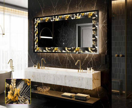 Hinterleuchteter dekorativer Spiegel - Floral Symmetries