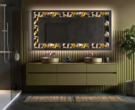 Hinterleuchteter dekorativer Spiegel - Floral Symmetries #5