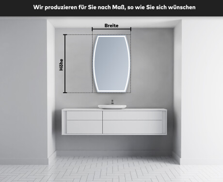 Unregelmäßiger asymmetrischer Spiegel mit LED Beleuchtung M223 #4