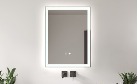 Badspiegel Mit LED L01 60x80 cm, Touch Schalter, Heizmatte