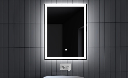 Badspiegel Mit LED L01 60x80 cm, Touch Schalter, Heizmatte