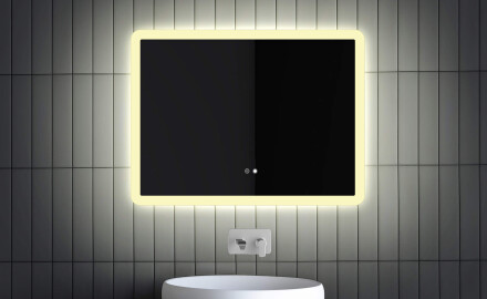 Badspiegel Mit LED L59 80x60 cm, Touch Schalter, Heizmatte