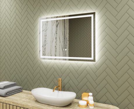 Rechteckiger Badspiegel 70x50cm mit LED Beleuchtung mit Dual color, Touch Schalter, Heizmatte - L49