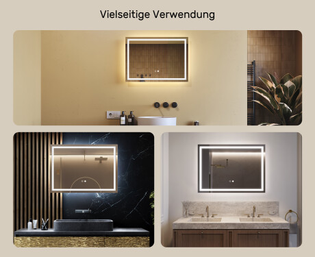 Rechteckiger Badspiegel 70x50cm mit LED Beleuchtung mit Dual color, Touch Schalter, Heizmatte - L49 #2