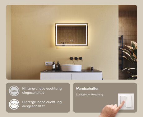 Rechteckiger Badspiegel 70x50cm mit LED Beleuchtung mit Dual color, Touch Schalter, Heizmatte - L49 #4