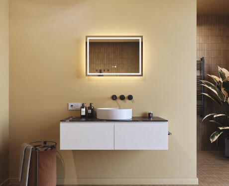 Rechteckiger Badspiegel 70x50cm mit LED Beleuchtung mit Dual color, Touch Schalter, Heizmatte - L49 #9