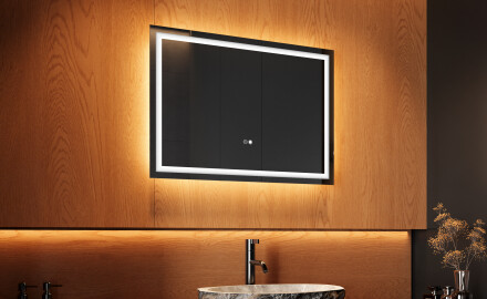 Rechteckiger Badspiegel 70x50cm mit LED Beleuchtung mit Dual color, Touch Schalter, Heizmatte - L49