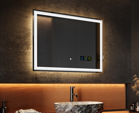 Rechteckiger Badspiegel mit LED Beleuchtung 80x60cm mit Dual color, Touch Schalter, Station - L01 #2