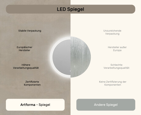 Runder Badezimmerspiegel beleuchtet LED 60cm mit Dual color, Touch Schalter #6