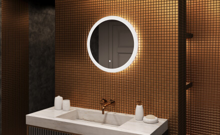 Runder Badezimmerspiegel beleuchtet LED 60cm mit Dual color, Touch Schalter
