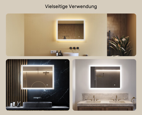 Badspiegel rechteckig mit Beleuchtung LED 80x60cm mit Dual color, Touch Schalter #2
