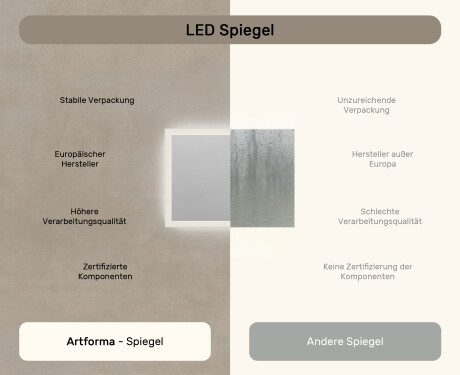 Badspiegel rechteckig mit Beleuchtung LED 80x60cm mit Dual color, Touch Schalter #6