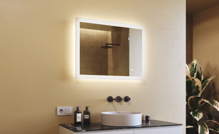 Badspiegel rechteckig mit Beleuchtung LED 80x60cm mit Dual color, Touch Schalter