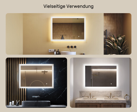 Rechteckiger Spiegel für Bad mit Beleuchtung LED 100x70cm mit Dual color, Touch Schalter #2