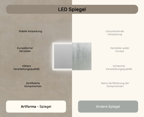 Rechteckiger Spiegel für Bad mit Beleuchtung LED 100x70cm mit Dual color, Touch Schalter #6