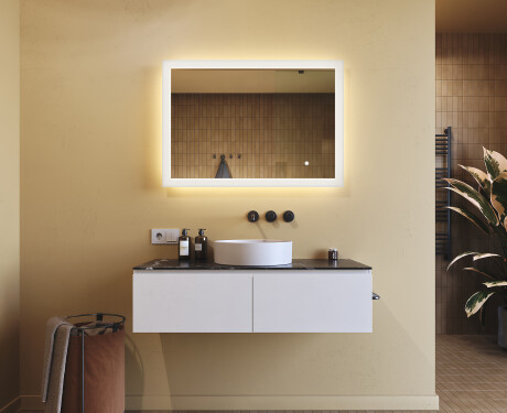 Rechteckiger Spiegel für Bad mit Beleuchtung LED 100x70cm mit Dual color, Touch Schalter #8