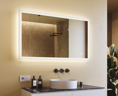Rechteckiger Badezimmerspiegel mit Beleuchtung LED 120x70cm mit Dual color, Touch Schalter