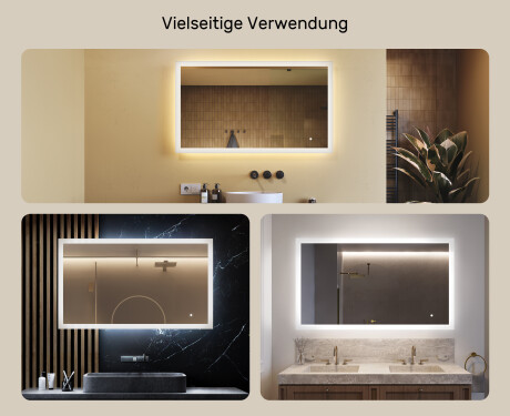 Rechteckiger Badezimmerspiegel mit Beleuchtung LED 120x70cm mit Dual color, Touch Schalter #2