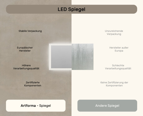 Rechteckiger Badezimmerspiegel mit Beleuchtung LED 120x70cm mit Dual color, Touch Schalter #6