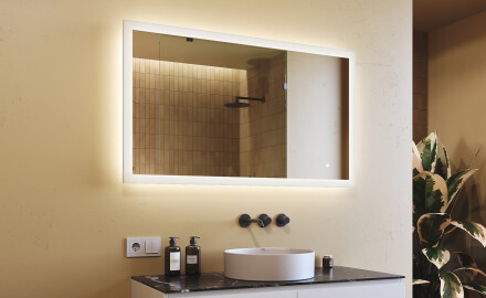 Rechteckiger Badezimmerspiegel mit Beleuchtung LED 120x70cm mit Dual color, Touch Schalter