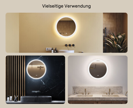 Badspiegel rund mit Beleuchtung LED 60cm mit Dual color, Touch Schalter, Heizmatte #2