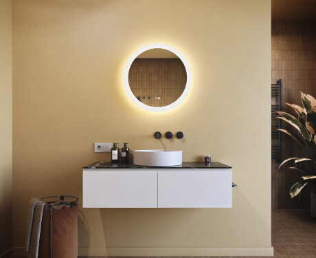 Badspiegel rund mit Beleuchtung LED 60cm mit Dual color, Touch Schalter, Heizmatte #9