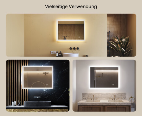 Rechteckiger Badspiegel mit Licht LED 80x60cm mit Dual color, Touch Schalter, Heizmatte #2