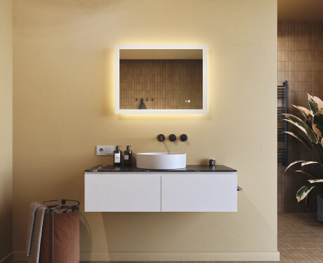 Rechteckiger Badspiegel mit Licht LED 80x60cm mit Dual color, Touch Schalter, Heizmatte #9