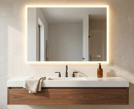 Rechteckiger Badezimmerspiegel mit Beleuchtung LED 120x70cm mit Dual color, Touch Schalter, Heizmatte #9