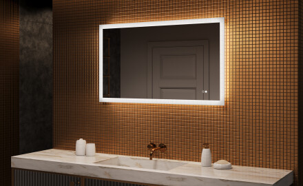 Rechteckiger Badezimmerspiegel mit Beleuchtung LED 120x70cm mit Dual color, Touch Schalter, Heizmatte