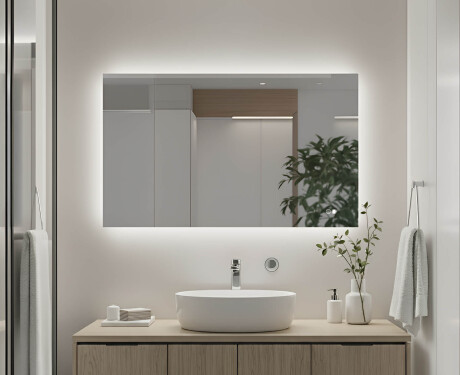 Rechteckiger Badezimmerspiegel mit LED-Beleuchtung 80x60/60x80 cm, Dual-Farbe, Touch-Schalter, Heizmatte