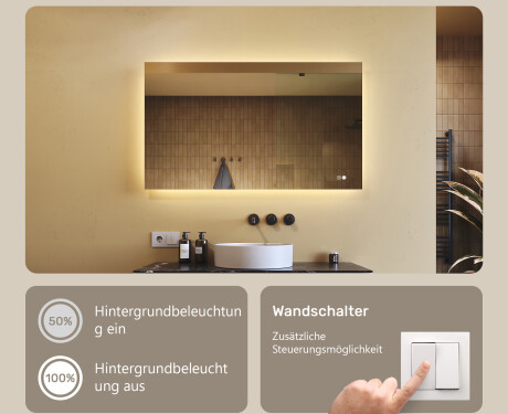Rechteckiger Badezimmerspiegel mit LED-Beleuchtung 80x60/60x80 cm, Dual-Farbe, Touch-Schalter, Heizmatte #3