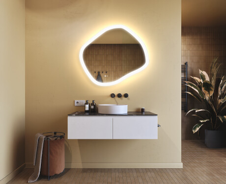 Badezimmerspiegel mit Beleuchtung, 84×74 cm, zweifarbig, Touch‑Schalter, Heizmatte #9