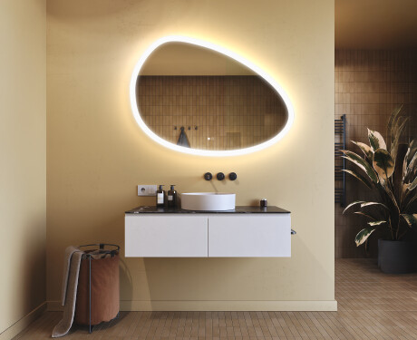Unregelmäßiger Spiegel mit Beleuchtung, 114×84 cm, zweifarbig, Touch‑Schalter, Heizmatte #9