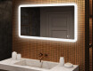 Abgerundeter Badezimmerspiegel mit LED-Beleuchtung, 120×70 cm, zweifarbig, Touch‑Schalter, Heizmatte