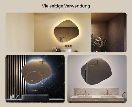 Badezimmerspiegel mit Beleuchtung, 84×74 cm, zweifarbig, Touch‑Schalter, Heizmatte #2