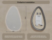 Unregelmäßiger Spiegel mit Beleuchtung, 64×104 cm, zweifarbig, Touch‑Schalter, Heizmatte #8
