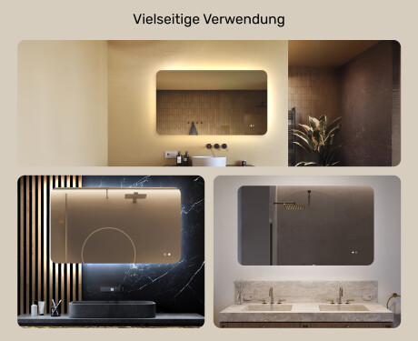 Abgerundeter Badezimmerspiegel mit LED-Beleuchtung, 120×70 cm, zweifarbig, Touch‑Schalter, Heizmatte #2