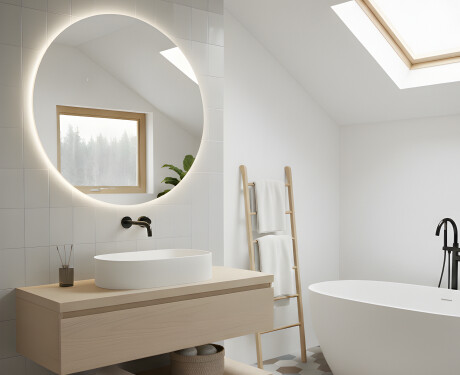 Rundes beleuchtetes Badezimmerspiegel 60 cm mit neutraler Lichtfarbe 4500K