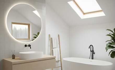 Rundes beleuchtetes Badezimmerspiegel 60 cm mit neutraler Lichtfarbe 4500K