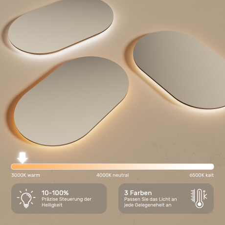 Abgerundeter LED-Spiegel mit Beleuchtung - 80x60/100x70/120x70 cm in einem silbernen Aluminiumrahmen #5