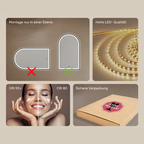 Unregelmäßiger Spiegel mit LED-Beleuchtung in einem schwarzen Aluminiumrahmen #7