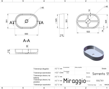 Waschbecken SORRENTO MIRASOFT